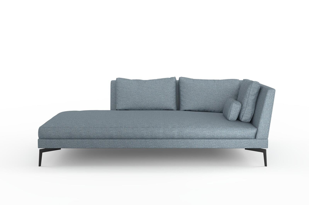 Photo of the fabric Grain Denim swatch by Mokum. Use for Upholstery, Accessory, Top of Bed. Style of Plain, Texture