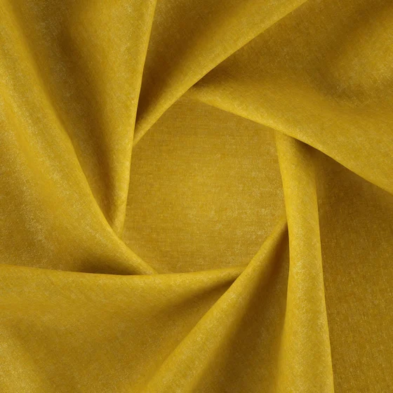Photo of the fabric Drama Gold swatch by Zepel FibreGuard. Use for Curtains, Upholstery, Accessory, Top of Bed. Style of Chenille, Plain