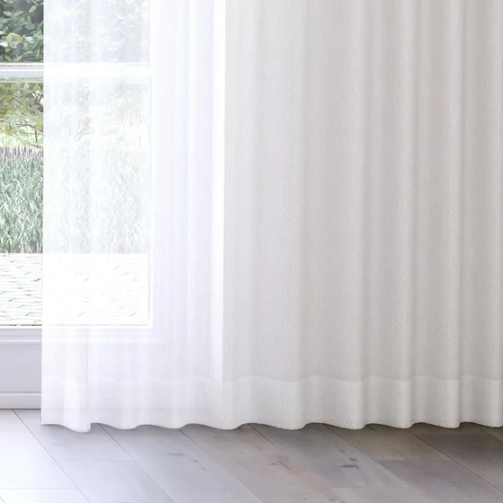 Photo of the fabric Refraction Natural swatch by James Dunlop. Use for Sheer Curtains. Style of Geometric, Sheer