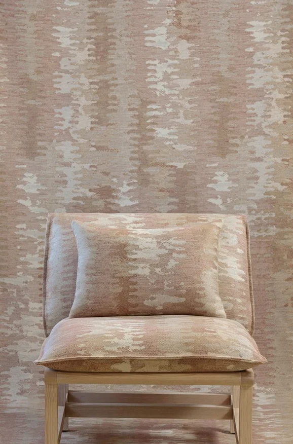 Photo of the fabric Atlas Nude in situ by Mokum. Use for Upholstery, Accessory. Style of Abstract