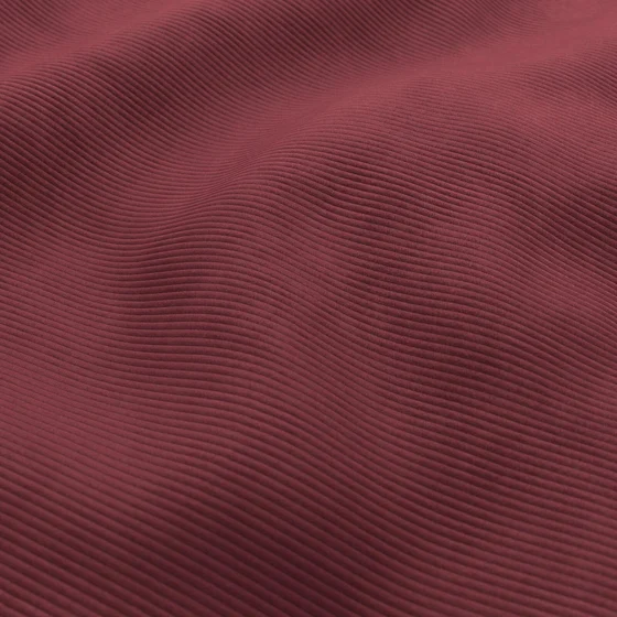 Photo of the fabric Pindrive Burgundy swatch by Zepel FibreGuard. Use for Upholstery, Accessory, Top of Bed. Style of Plain, Velvet