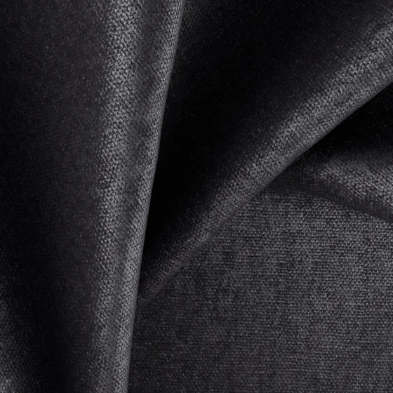 Photo of the fabric Recharge Anthracite swatch by Zepel FibreGuard. Use for Curtains, Upholstery, Accessory, Top of Bed. Style of Chenille, Plain