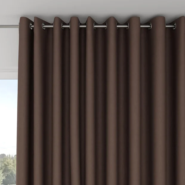 Photo of the fabric Eternal Umber swatch by Mokum. Use for Curtains, Upholstery, Accessory. Style of Plain, Texture