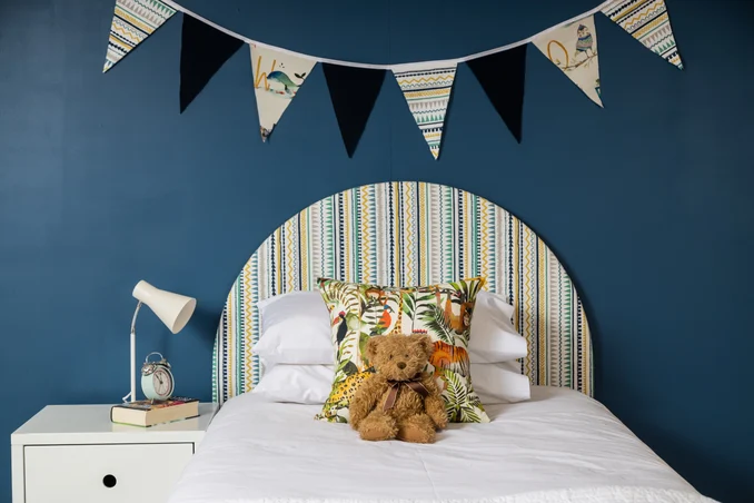 Lily Bedhead in Indi, Waterfall.
Cushions in Jungle Party, Safari.
