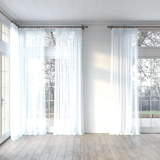 Photo of the fabric Malaga Reflect swatch by James Dunlop Essentials. Use for Sheer Curtains. Style of Plain, Sheer