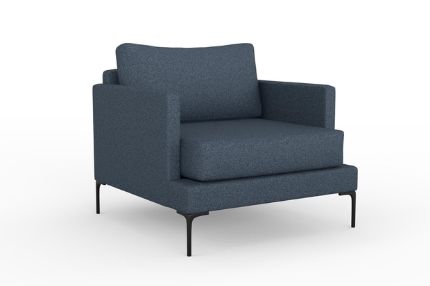 Photo of the fabric Grain Navy swatch by Mokum. Use for Upholstery, Accessory, Top of Bed. Style of Plain, Texture