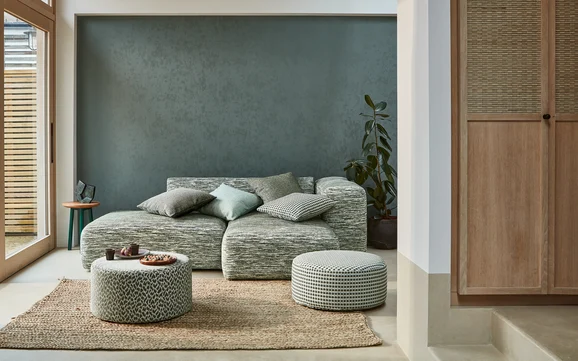 Photo of the fabric Linea V3571 01 in situ by Villa Nova. Use for Upholstery, Accessory. Style of Abstract, Chenille