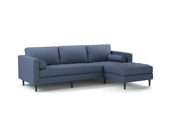 Photo of the fabric Wilderness Denim swatch by James Dunlop FibreGuard. Use for Curtains, Upholstery, Accessory, Top of Bed. Style of Plain, Texture
