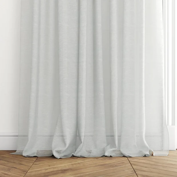 Photo of the fabric Enso Silver swatch by Mokum. Use for Sheer Curtains. Style of Plain, Sheer