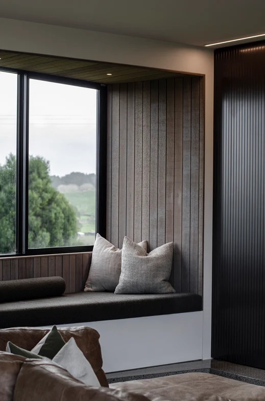 Squab and bolster in Alpine by colour Riverstone James Dunlop