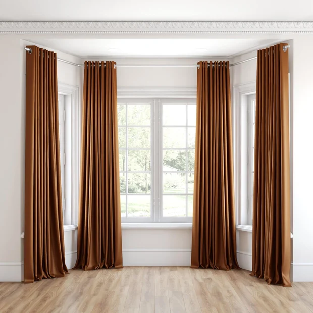 Photo of the fabric Luxe Nutmeg swatch by James Dunlop Essentials. Use for Curtains, Accessory, Top of Bed. Style of Plain, Texture