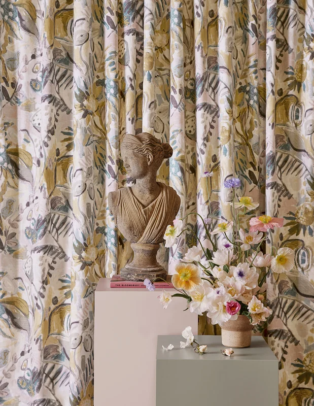 Photo of the fabric Charleston Mineral in situ by James Dunlop. Use for Curtains, Accessory. Style of Floral And Botannical