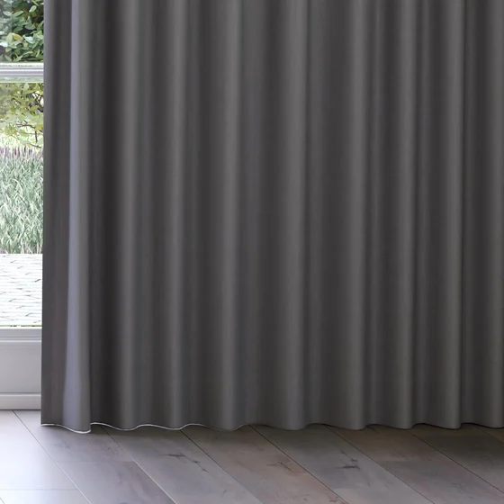 Photo of the fabric Tasman UC Graphite swatch by James Dunlop Essentials. Use for Curtains, Accessory. Style of Stripe