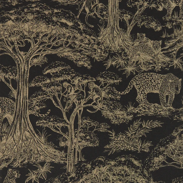 Photo of the fabric Kisumi W0185 4 swatch by Clarke & Clarke. Use for Wall Covering. Style of Animals And Birds, Print