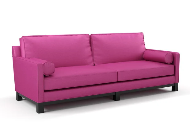 Photo of the fabric Provence Magenta swatch by James Dunlop Essentials. Use for Curtains, Upholstery, Accessory, Top of Bed. Style of Plain, Texture
