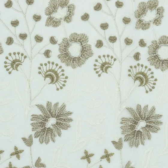 Photo of the fabric La Primavera 10761 107 swatch by Fischbacher 1819. Use for Sheer Curtains. Style of Floral And Botannical, Sheer