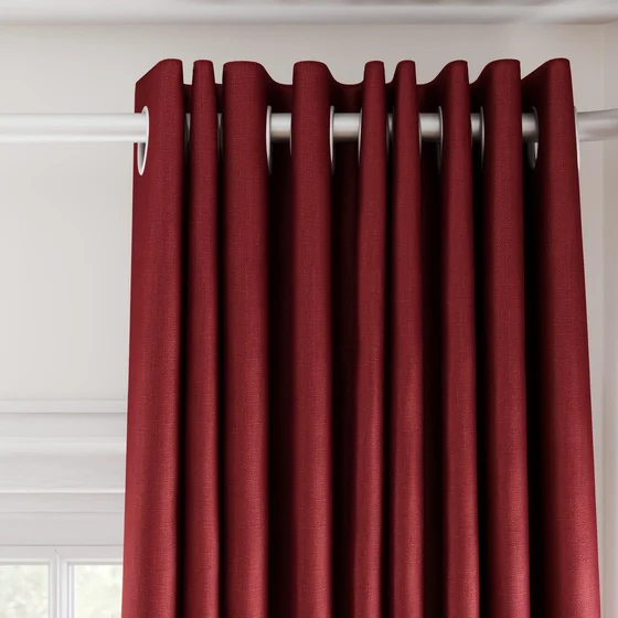 Photo of the fabric Stallion 2 Blackout Bordeaux swatch by James Dunlop Essentials. Use for Curtains. Style of Plain, Texture