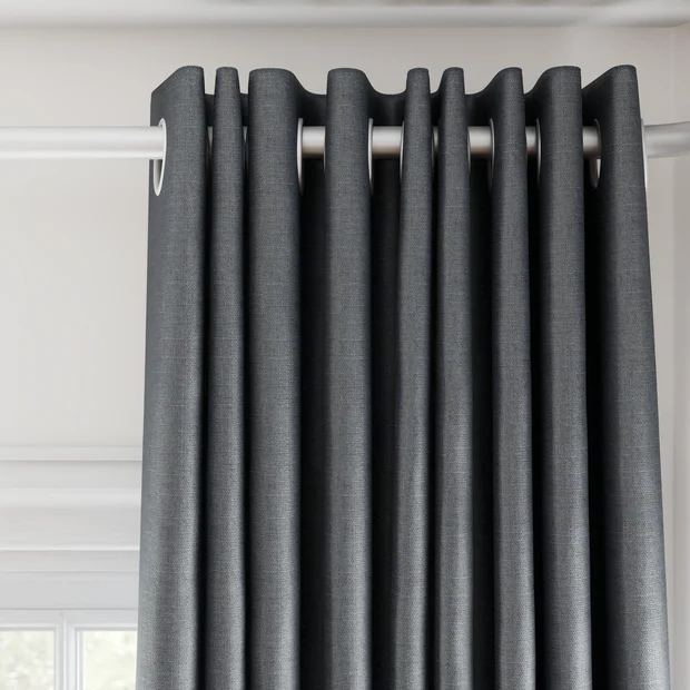 Photo of the fabric Stallion 2 UC Storm swatch by James Dunlop Essentials. Use for Curtains, Accessory. Style of Plain, Texture