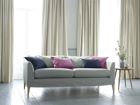 Photo of the fabric Bilbao V3147 28 in situ by Villa Nova. Use for Curtains, Upholstery, Accessory, Top of Bed. Style of Plain