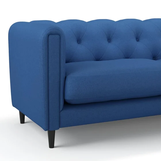 Photo of the fabric Braveheart Cobalt swatch by James Dunlop FibreGuard. Use for Upholstery, Accessory, Top of Bed. Style of Plain, Taffeta