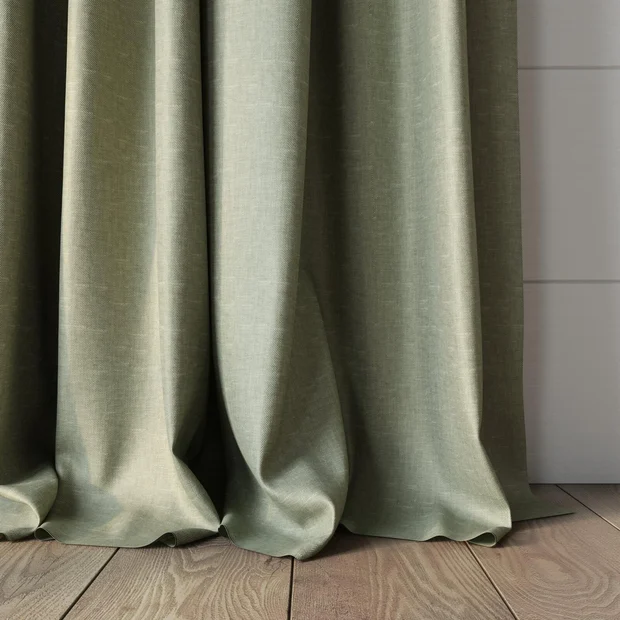 Photo of the fabric Glamour Linden swatch by James Dunlop. Use for Curtains, Accessory. Style of Plain, Taffeta