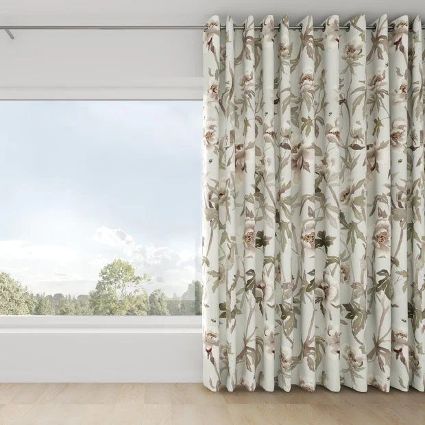 Photo of the fabric Peonia Duckegg swatch by Mokum. Use for Curtains, Accessory. Style of Floral And Botannical, Print