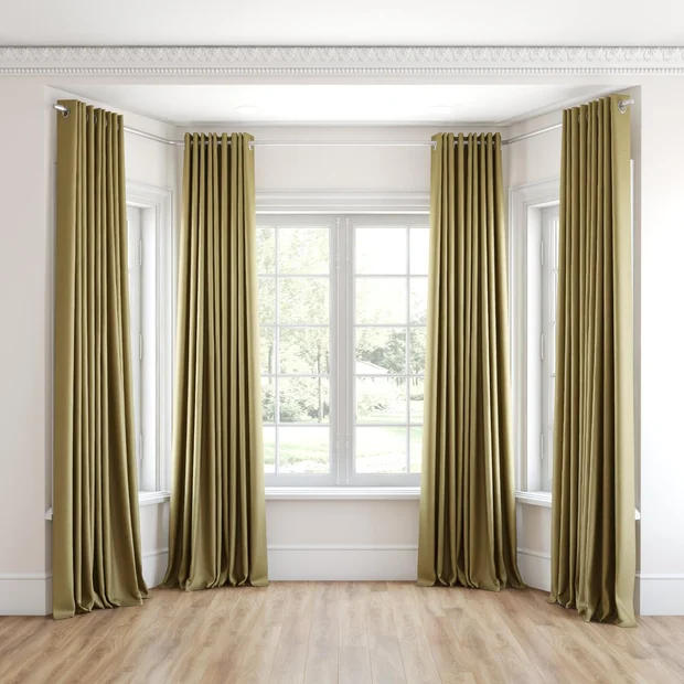 Photo of the fabric Frisco Moss swatch by James Dunlop Essentials. Use for Curtains, Upholstery, Accessory, Top of Bed. Style of Plain, Texture