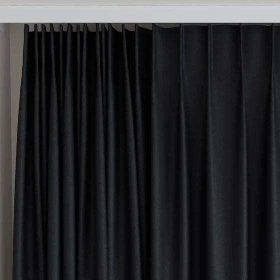 Photo of the fabric Dream Weaver 300 Onyx swatch by James Dunlop. Use for Curtains. Style of Dim Out, Plain