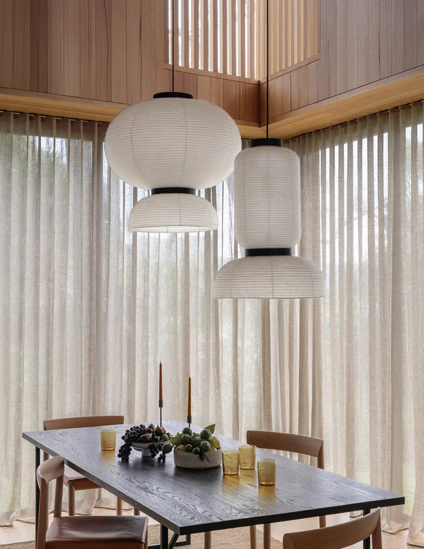 Photo of the fabric Laconia Air Swan in situ by James Dunlop. Use for Sheer Curtains. Style of Plain, Sheer