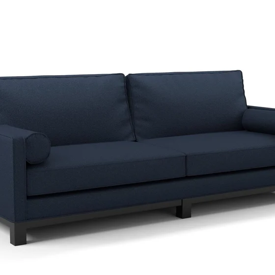 Photo of the fabric Sabato Navy swatch by James Dunlop FibreGuard. Use for Upholstery, Accessory. Style of Plain, Texture