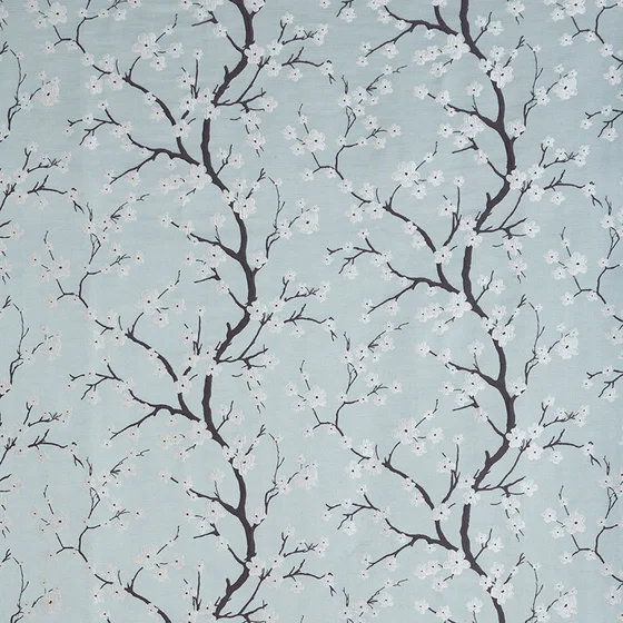 Photo of the fabric Cherry Blossom Diamond swatch by James Dunlop. Use for Curtains, Upholstery Light Duty, Accessory. Style of Floral And Botannical
