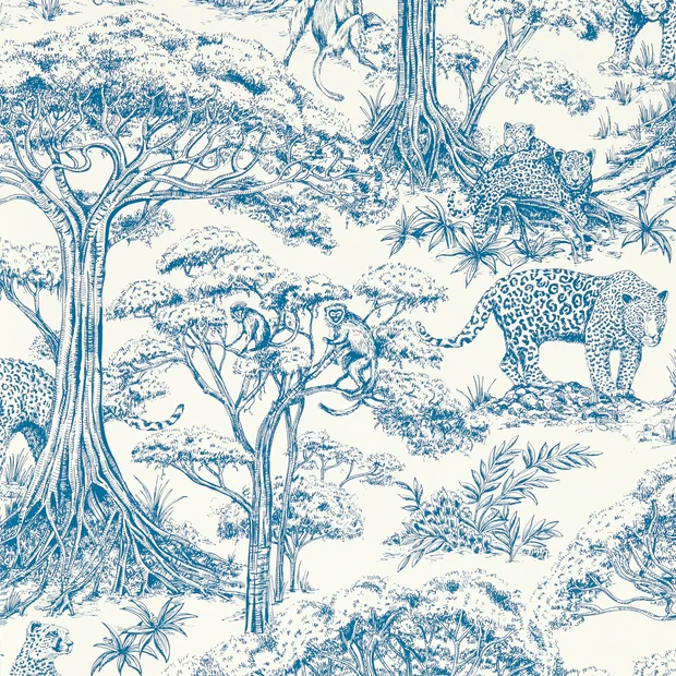 Photo of the fabric Kisumi W0185 1 swatch by Clarke & Clarke. Use for Wall Covering. Style of Animals And Birds, Print