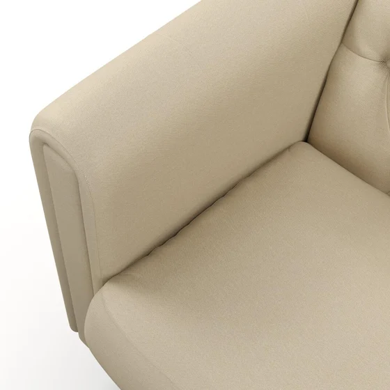Photo of the fabric Sit Out Sand swatch by James Dunlop FibreGuard. Use for Upholstery, Accessory. Style of Plain, Taffeta