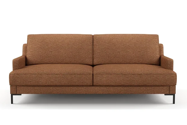 Photo of the fabric Gabrielle Cherrywood swatch by Mokum FibreGuard. Use for Upholstery, Accessory, Top of Bed. Style of Plain, Texture