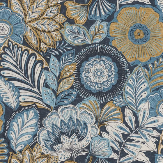 Photo of the fabric Batik Wallpaper 8815 8815 68 22 swatch by Casadeco. Use for Wall Covering. Style of Floral And Botannical