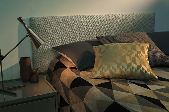 Photo of the fabric Bounce K5194 01 in situ by Kirkby Design. Use for Upholstery Light Duty, Accessory. Style of Geometric, Texture