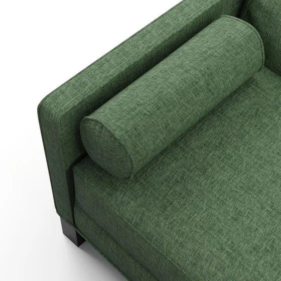 Photo of the fabric Earthwild Pesto swatch by James Dunlop FibreGuard. Use for Curtains, Upholstery, Accessory, Top of Bed. Style of Plain, Texture