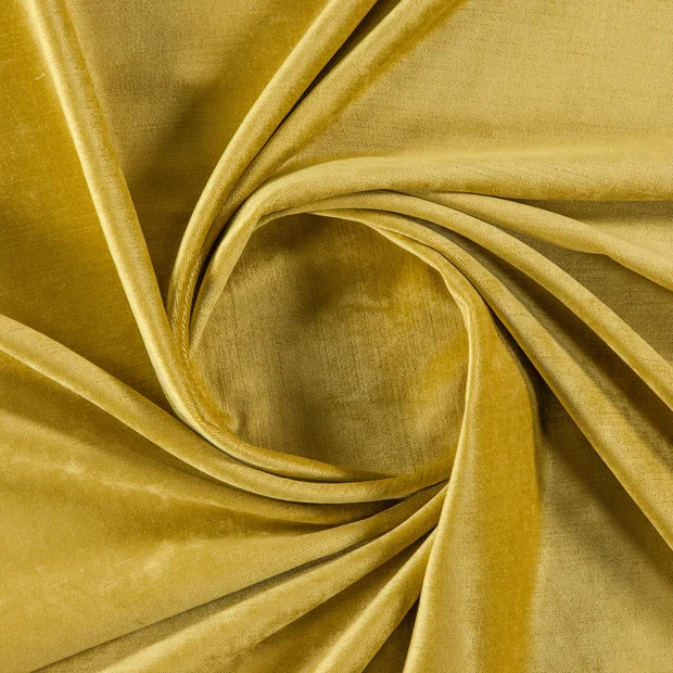 Photo of the fabric Monte Carlo Gold swatch by Zepel. Use for Curtains, Upholstery, Accessory, Top of Bed. Style of Plain, Velvet