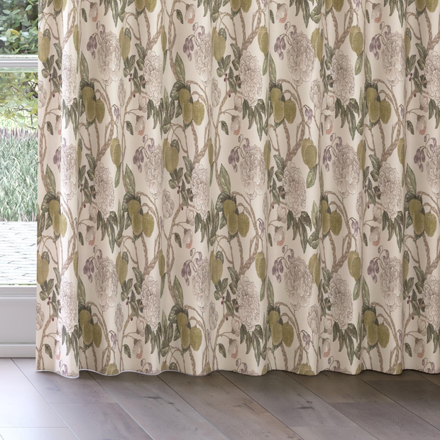 Photo of the fabric Valencia Verdigris swatch by James Dunlop. Use for Curtains, Accessory. Style of Floral And Botannical, Print