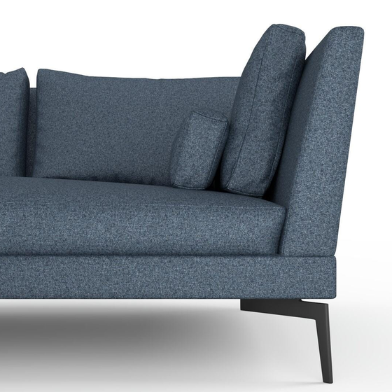 Photo of the fabric Grain Navy swatch by Mokum. Use for Upholstery, Accessory, Top of Bed. Style of Plain, Texture