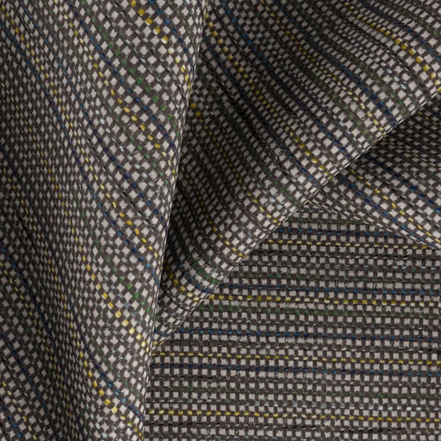 Photo of the fabric Automate Titanium swatch by Zepel FibreGuard Pro. Use for Upholstery, Accessory. Style of Stripe, Texture