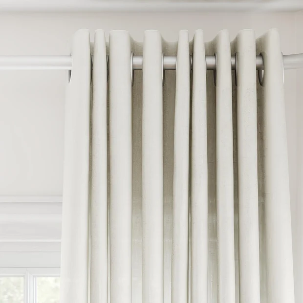 Photo of the fabric Linen Natural swatch by James Dunlop. Use for Curtains, Accessory. Style of Plain, Texture