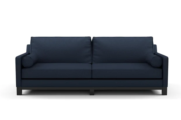 Photo of the fabric Sabato Navy swatch by James Dunlop FibreGuard. Use for Upholstery, Accessory. Style of Plain, Texture