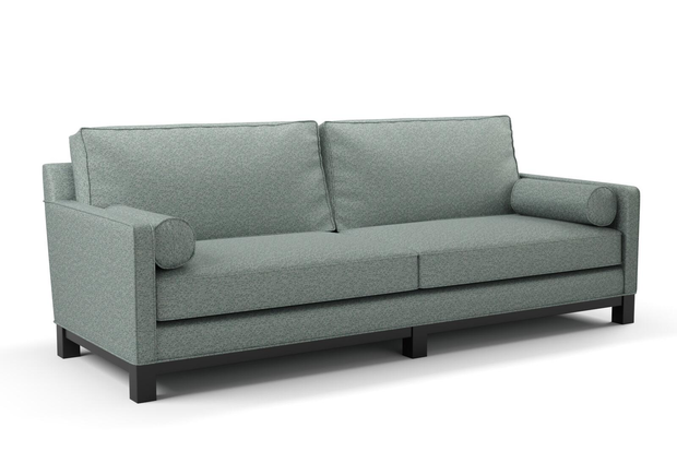 Photo of the fabric Omni Emerald swatch by James Dunlop FibreGuard. Use for Upholstery, Accessory, Top of Bed. Style of Plain, Texture