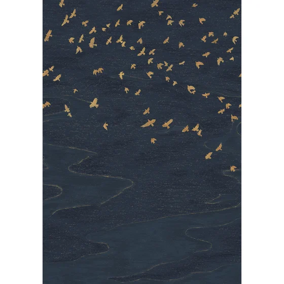 Photo of the fabric Migration Panel 7673 0610 swatch by Casamance. Use for Wall Covering, Wall Panel/Mural. Style of Animals And Birds, Uncoated Non-Woven