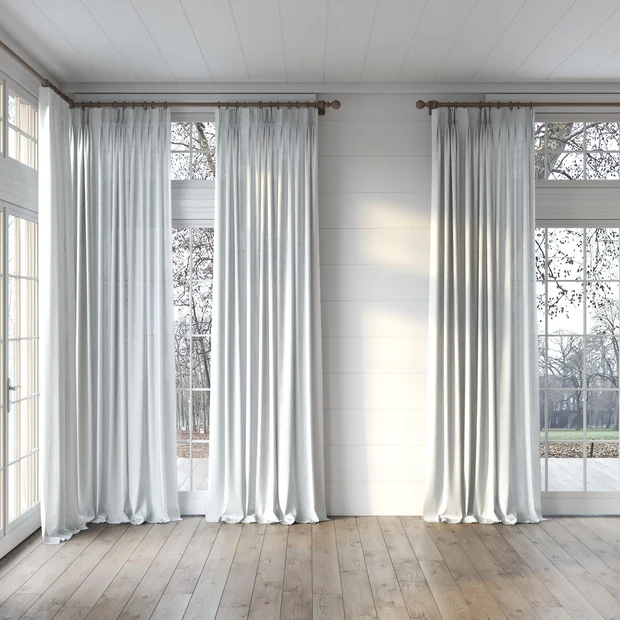 Photo of the fabric Envoy 2 Haze 320cm swatch by James Dunlop Essentials. Use for Curtains, Accessory, Top of Bed. Style of Plain, Texture