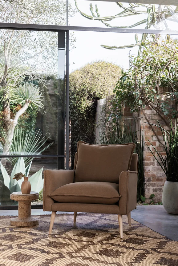 Photo of the fabric Pueblo Lagoon in situ by Mokum. Use for Upholstery, Accessory. Style of Plain, Texture