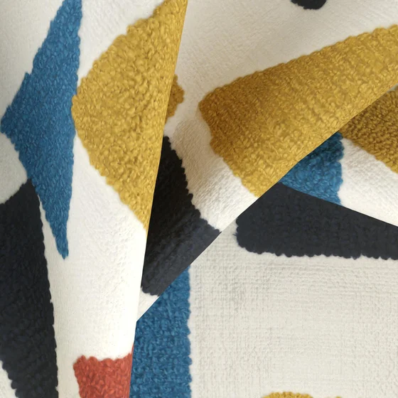 Photo of the fabric Roundup Mosaic swatch by Zepel. Use for Curtains, Upholstery, Accessory. Style of Embroidery, Geometric