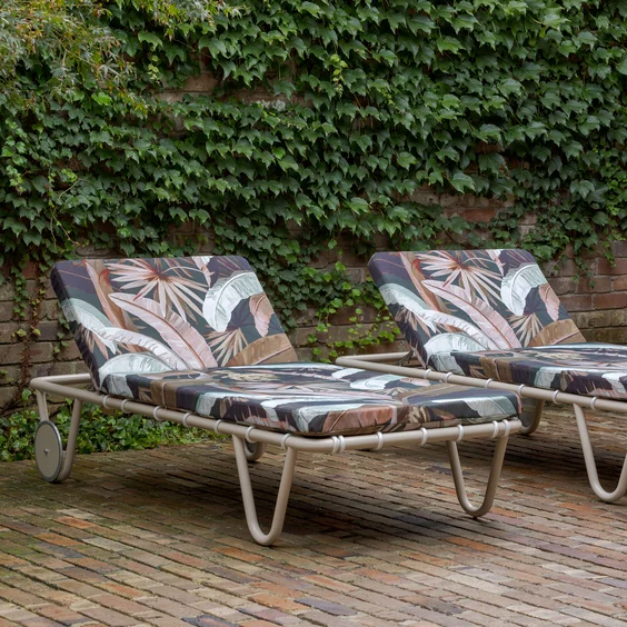 Tropicalia colour Sepia by Catherine Martin by Mokum | Summer Swivel Chairs and Porter Side Table by grazia&amp;co