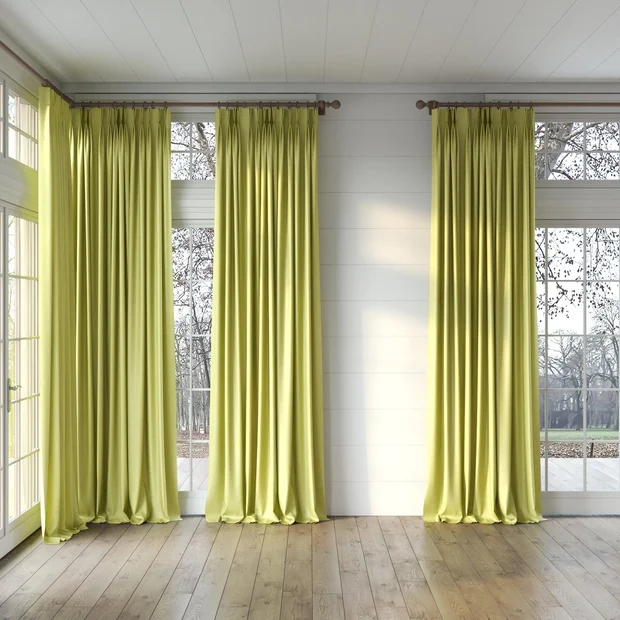 Photo of the fabric Provence Apple swatch by James Dunlop Essentials. Use for Curtains, Upholstery, Accessory, Top of Bed. Style of Plain, Texture